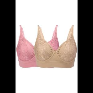 Rhonda Shear 2-pack Women's No Wire Underwire Bra Beige/Dusty Rose - Regular